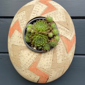 SGV234 - Oval pod - Summer Storm -22x26cm Drainage holes for planting Keyhole for wall mounting