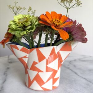 SHC91 - Small vase - Tangerine mono - 12cm tall 11cm wide