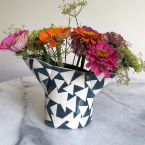 SHC92 - Small vase - Teal mono - 12cm tall 11cm wide