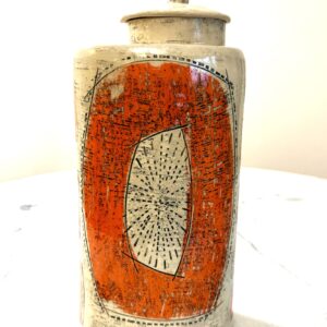 SHC129- Tall flower flask - orange 20cm tall x 11cm wide