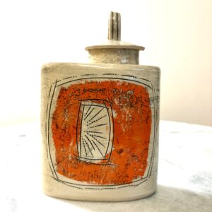 SHC130 -Wide Flower flask Orange -15cm tall x 15cm wide
