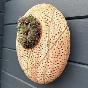 SGV297 - Oval Pod -22x26cm- Coastal Path - Drainage holes for planting Keyhole for wall mounting