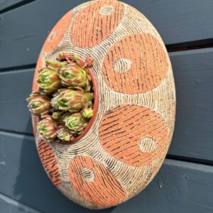 SGV305 - Oval Pod - 22x26cm - Orange Sunset - Drainage holes for planting Keyhole for wall mounting
