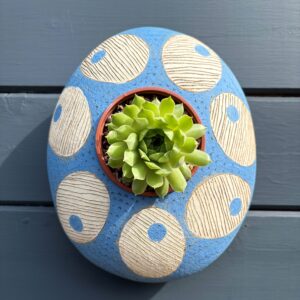 SGV307 - Oval Pod - 22x26cm - Sky Oval - Drainage holes for planting Keyhole for wall mounting