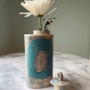 SHC146 Tall Flower Flask - Turquoise - 20 cm tall x 11cm wide