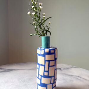 SHC161 Flower bottle - tall - turquoise/blue